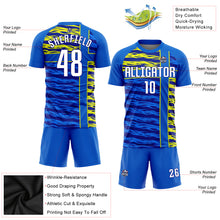 Load image into Gallery viewer, Custom Royal White Navy-Gold Sublimation Soccer Uniform Jersey