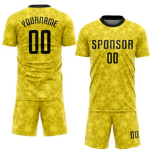 Load image into Gallery viewer, Custom Gold Black Sublimation Soccer Uniform Jersey
