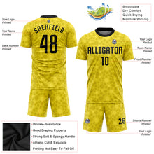 Load image into Gallery viewer, Custom Gold Black Sublimation Soccer Uniform Jersey
