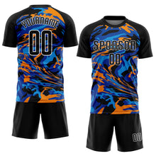 Load image into Gallery viewer, Custom Black Black Royal-Orange Sublimation Soccer Uniform Jersey