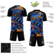 Load image into Gallery viewer, Custom Black Black Royal-Orange Sublimation Soccer Uniform Jersey
