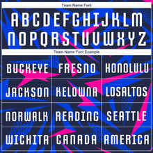 Load image into Gallery viewer, Custom Navy White-Pink Sublimation Soccer Uniform Jersey