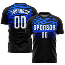 Load image into Gallery viewer, Custom Black White-Royal Sublimation Soccer Uniform Jersey