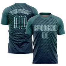 Load image into Gallery viewer, Custom Teal White Sublimation Soccer Uniform Jersey