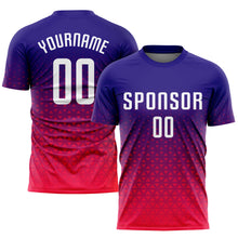 Load image into Gallery viewer, Custom Purple White-Hot Pink Sublimation Soccer Uniform Jersey