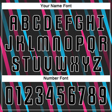 Load image into Gallery viewer, Custom Black Black Light Blue-Pink Sublimation Soccer Uniform Jersey