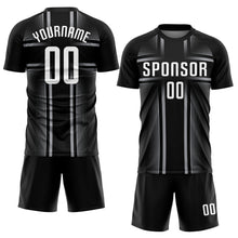 Load image into Gallery viewer, Custom Black White-Gray Sublimation Soccer Uniform Jersey