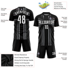 Load image into Gallery viewer, Custom Black White-Gray Sublimation Soccer Uniform Jersey