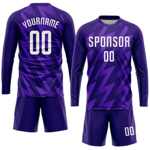 Load image into Gallery viewer, Custom Purple White Sublimation Soccer Uniform Jersey