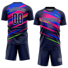 Load image into Gallery viewer, Custom Figure Navy Royal-Pink Sublimation Soccer Uniform Jersey