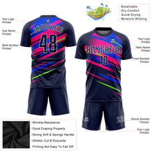 Load image into Gallery viewer, Custom Figure Navy Royal-Pink Sublimation Soccer Uniform Jersey