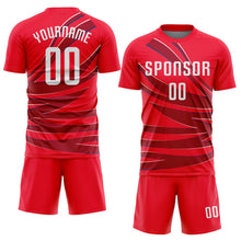 Load image into Gallery viewer, Custom Red White Sublimation Soccer Uniform Jersey