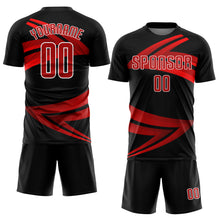 Load image into Gallery viewer, Custom Black Red-White Sublimation Soccer Uniform Jersey