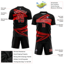 Load image into Gallery viewer, Custom Black Red-White Sublimation Soccer Uniform Jersey