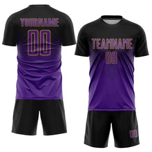 Load image into Gallery viewer, Custom Black Purple-Old Gold Sublimation Soccer Uniform Jersey