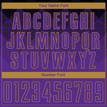 Load image into Gallery viewer, Custom Black Purple-Old Gold Sublimation Soccer Uniform Jersey