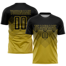 Load image into Gallery viewer, Custom Old Gold Black Sublimation Soccer Uniform Jersey