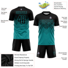 Load image into Gallery viewer, Custom Teal Black Sublimation Soccer Uniform Jersey