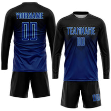 Load image into Gallery viewer, Custom Black US Navy Blue-Light Blue Sublimation Soccer Uniform Jersey