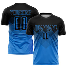 Load image into Gallery viewer, Custom Powder Blue Black Sublimation Soccer Uniform Jersey