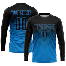 Load image into Gallery viewer, Custom Blue Black Sublimation Soccer Uniform Jersey