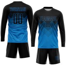 Load image into Gallery viewer, Custom Blue Black Sublimation Soccer Uniform Jersey