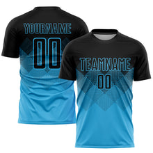 Load image into Gallery viewer, Custom Sky Blue Black Sublimation Soccer Uniform Jersey