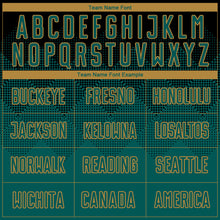 Load image into Gallery viewer, Custom Black Midnight Green-Old Gold Sublimation Soccer Uniform Jersey