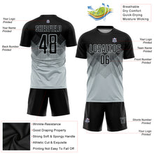 Load image into Gallery viewer, Custom Silver Black Sublimation Soccer Uniform Jersey