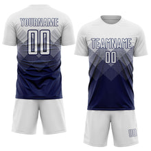 Load image into Gallery viewer, Custom Navy White Sublimation Soccer Uniform Jersey