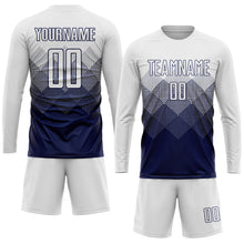 Load image into Gallery viewer, Custom Navy White Sublimation Soccer Uniform Jersey