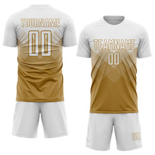 Load image into Gallery viewer, Custom Old Gold White Sublimation Soccer Uniform Jersey