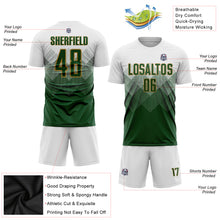 Load image into Gallery viewer, Custom White Green-Old Gold Sublimation Soccer Uniform Jersey