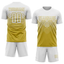 Load image into Gallery viewer, Custom Old Gold White Sublimation Soccer Uniform Jersey