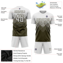 Load image into Gallery viewer, Custom Olive White Sublimation Salute To Service Soccer Uniform Jersey