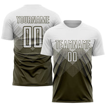 Load image into Gallery viewer, Custom Olive White Sublimation Salute To Service Soccer Uniform Jersey