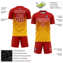 Load image into Gallery viewer, Custom Gold Red-White Sublimation Soccer Uniform Jersey