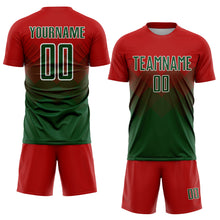 Load image into Gallery viewer, Custom Red Green-White Sublimation Soccer Uniform Jersey