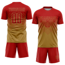 Load image into Gallery viewer, Custom Old Gold Red Sublimation Soccer Uniform Jersey