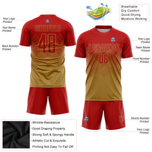 Load image into Gallery viewer, Custom Old Gold Red Sublimation Soccer Uniform Jersey