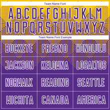 Load image into Gallery viewer, Custom Gold Purple-White Sublimation Soccer Uniform Jersey