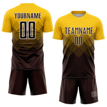 Load image into Gallery viewer, Custom Gold Brown-White Sublimation Soccer Uniform Jersey