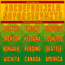 Load image into Gallery viewer, Custom Grass Green Gold-Red Sublimation Soccer Uniform Jersey