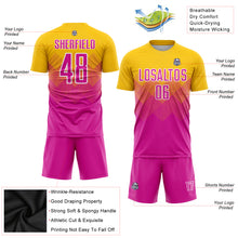Load image into Gallery viewer, Custom Gold Deep Pink-White Sublimation Soccer Uniform Jersey