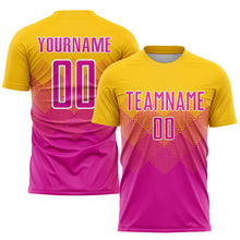 Load image into Gallery viewer, Custom Gold Deep Pink-White Sublimation Soccer Uniform Jersey