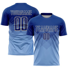 Load image into Gallery viewer, Custom Light Blue Royal-Cream Sublimation Soccer Uniform Jersey