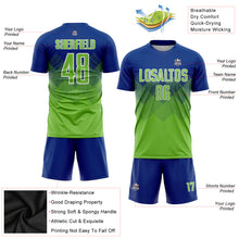 Load image into Gallery viewer, Custom Royal Neon Green-White Sublimation Soccer Uniform Jersey