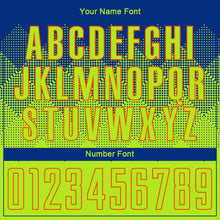 Load image into Gallery viewer, Custom Royal Neon Green-Orange Sublimation Soccer Uniform Jersey