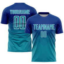 Load image into Gallery viewer, Custom Royal Teal-White Sublimation Soccer Uniform Jersey