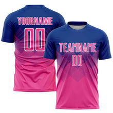 Load image into Gallery viewer, Custom Royal Pink-White Sublimation Soccer Uniform Jersey